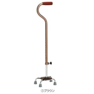 アルミ製 四脚杖 スモールベース TY142DL-BR 大 日進医療器 カラー：ブラウン