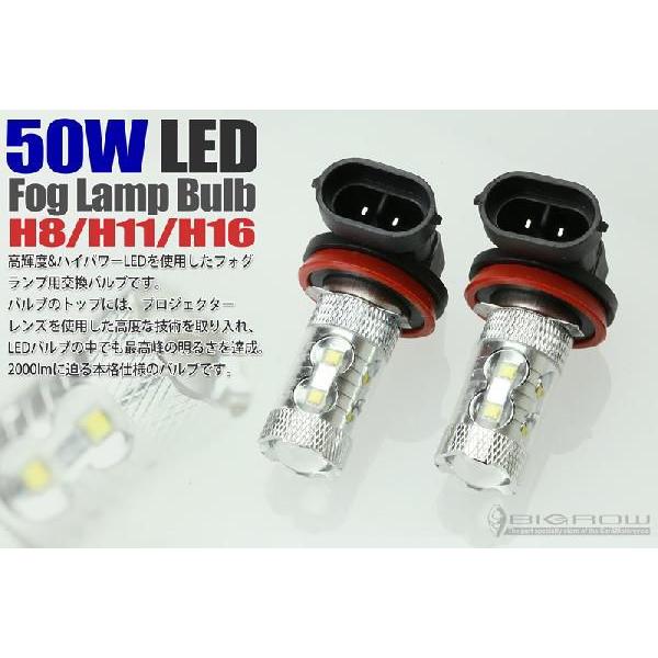 LED フォグランプ バルブ (8H/H11/H16) 50W 高輝度LED 交換バルブ Fog l...