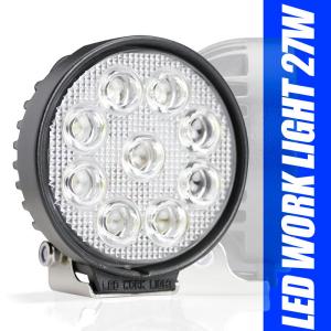 LEDライト 27W 丸形ランプ アルミボディー （10V~30V）（ワークランプ・作業灯・フォグランプ）フォークリフト・ブルドーザー・ラッセル車 送料無料｜bigrow