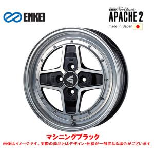 ENKEI Neo Classic APACHE 2 エンケイ ネオクラシック アパッチ ツー 5.0J-15 +45 4H100 マシニングブラック お得な４本セット 送料無料｜bigrun-ichige-store2