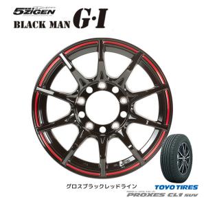 5ZIGEN BLACK MAN ブラックマン GI ジムニー シエラ 5.5J-16 +20/±0 5H139.7 グロスブラックレッドライン & トーヨー プロクセス CL1 SUV 215/70R16｜bigrun-ichige-store2