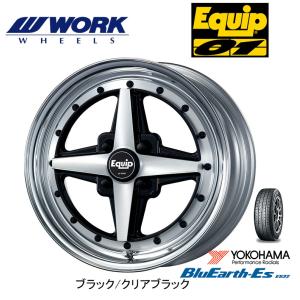 WORK Equip01 ワーク エクイップ ゼロワン 5.0J-14 +42 4H100 Kcar専用ディスク ブラックカットクリア & ヨコハマ ブルーアース Es ES32 155/55R14｜bigrun-ichige-store2