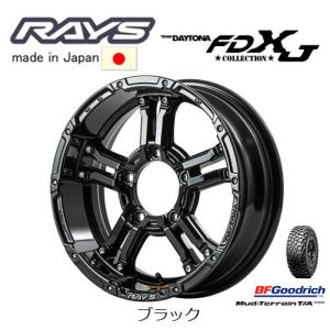 RAYS レイズ デイトナ FDX-J collection ジムニー O/F付 5.5J-16 +20 5H139.7 ブラック & BFGoodrich Mud-Terrain T/A KM3 225/75R16｜bigrun-ichige-store2