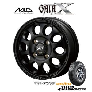 キャリイ エブリイ グッドイヤー ベクター 4SEASONS CARGO 145/80R12 80/78N オールシーズン & MiD ガイヤ X クロス 3.5J-12 +45 4H100 マットブラック｜bigrun-ichige-store2