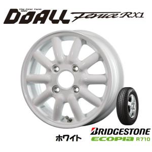 DOALL Fenice RX1 ドゥオール フェニーチェ rx1 軽トラック 軽バン 4.0J-12 +43 4H100 ホワイト & ブリヂストン エコピア R710 145/80R12 80/78N