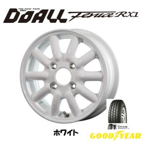 DOALL Fenice RX1 ドゥオール フェニーチェ rx1 軽トラック 軽バン 4.0J-12 +43 4H100 ホワイト & グッドイヤー G42 FLEXSTEEL 145R12 6PR