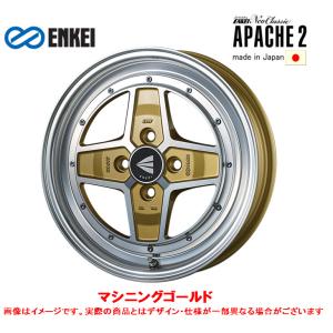ENKEI Neo Classic APACHE 2 エンケイ ネオクラシック アパッチ ツー 5.0J-15 +45 4H100 マシニングゴールド お得な４本セット 送料無料｜bigrun-ichige-store