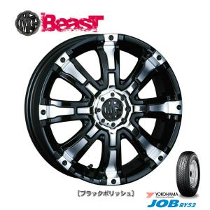 CRIMSON MG BEAST クリムソン エムジー ビースト for K-CAR 4.0J-12 +42 4H100 ブラックポリッシュ & ヨコハマ JOB RY52 145R12 6PR｜bigrun-ichige-store