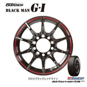 5ZIGEN BLACK MAN ブラックマン GI ジムニー シエラ 5.5J-16 +20/±0 5H139.7 グロスブラックレッドライン & BFGoodrich All-Terrain T/A KO2 215/70R16｜bigrun-ichige-store