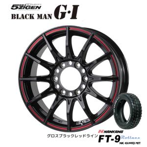 5ZIGEN BLACK MAN GI ブラックマン ジーアイ 200系 ハイエース 6.5J-16 +38 6H139.7 グロスブラックレッドライン & ナンカン ROLLNEX FT-9 215/65R16C｜bigrun-ichige-store