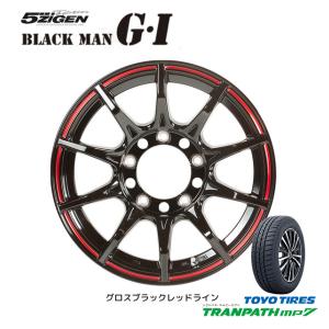 5ZIGEN BLACK MAN ブラックマン GI ジムニー シエラ 5.5J-16 +20/±0 5H139.7 グロスブラックレッドライン & トーヨー トランパス mp7 215/70R16｜bigrun-ichige-store