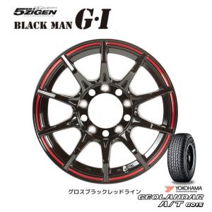 5ZIGEN BLACK MAN ブラックマン GI ジムニー シエラ 5.5J-16 +20/±0 5H139.7 グロスブラックレッドライン & ヨコハマ ジオランダー A/T G015 215/70R16｜bigrun-ichige-store