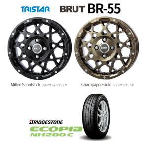 TRISTAR BRUT BR-55 トライスター ブルート br55 軽自動車 5.0J-14 +45 4H100 選べるホイールカラー & ブリヂストン エコピア NH200C 155/65R14｜bigrun-ichige-store