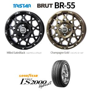 TRISTAR BRUT BR-55 トライスター ブルート br55 軽自動車 5.0J-14 +45 4H100 選べるホイールカラー & グッドイヤー EAGLE LS2000HybridII 165/55R14｜bigrun-ichige-store