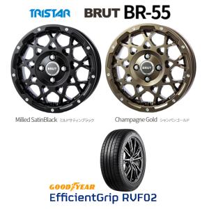 TRISTAR BRUT BR-55 トライスター ブルート br55 軽自動車 5.0J-14 +45 4H100 選べるホイールカラー & グッドイヤー E-Grip RVF02 165/65R14｜bigrun-ichige-store