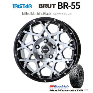 TRISTAR BRUT トライスター ブルート BR-55 JL/JK ラングラー 8.0J-18 +43 5H127 ミルドマシンブラック & BFGoodrich Mud-Terrain T/A KM3 35×12.5R18｜bigrun-ichige-store