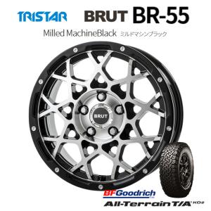 TRISTAR BRUT トライスター ブルート BR-55 デリカD5 6.5J-16 +35 5H114.3 ミルドマシンブラック & BFGoodrich All-Terrain T/A KO2 215/65R16｜bigrun-ichige-store