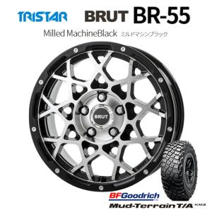 TRISTAR BRUT トライスター ブルート BR-55 デリカD5 6.5J-16 +35 5H114.3 ミルドマシンブラック & BFGoodrich Mud-Terrain T/A KM3 245/70R16｜bigrun-ichige-store