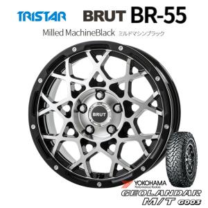 TRISTAR BRUT トライスター ブルート BR-55 デリカD5 6.5J-16 +35 5H114.3 ミルドマシンブラック & ヨコハマ ジオランダー M/T G003 225/70R16｜bigrun-ichige-store