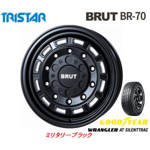 トライスター BRUT ブルート BR-70 6.5J-16 +30 10Hマルチ 5H100/5H114.3 ミリタリーブラック & グッドイヤー ラングラー AT SilentTrac 225/75R16｜bigrun-ichige-store