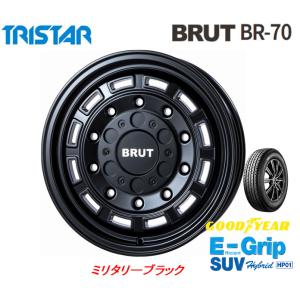 トライスター BRUT ブルート BR-70 デリカD5 6.5J-16 +30 10Hマルチ 5H100/5H114.3 ミリタリーブラック & グッドイヤー E-Grip SUV HP01 245/70R16｜bigrun-ichige-store