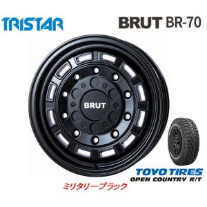 トライスター BRUT ブルート BR-70 デリカD5 6.5J-16 +30 10Hマルチ 5H100/5H114.3 ミリタリーブラック & トーヨー オープンカントリー R/T 225/70R16｜bigrun-ichige-store