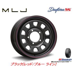 MLJ DAYTONA SS デイトナ エスエス ジムニー O/F付 6.0J-16 ±0 5H139.7 ブラック RED/BLUE ライン & BFGoodrich Mud-Terrain T/A KM3 7.50R16