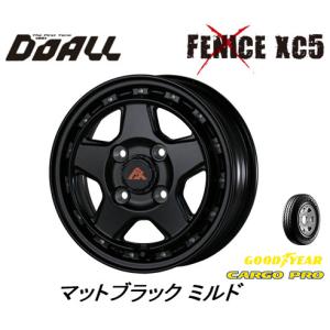 DOALL Fenice X XC5 フェニーチェ クロス xc5 軽トラック 軽バン 4.0J-12 +43 4H100 マットブラック ミルド & グッドイヤー カーゴプロ 145/80R12 80/78N｜bigrun-ichige-store