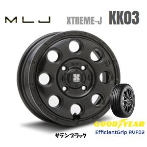 MLJ XTREME-J KK03 mlj エクストリーム j kk ゼロスリー 軽自動車 4.0J-13 +43 4H100 サテンブラック & グッドイヤー E-Grip RVF02 155/65R13｜bigrun-ichige-store