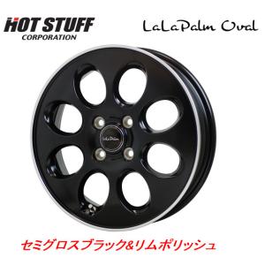 ホットスタッフ LaLa Palm Oval ララパーム オーバル 軽トラック 3.5J-12 +42 4H100 セミグロスブラック&リムポリッシュ お得な４本セット 送料無料｜bigrun-ichige-store