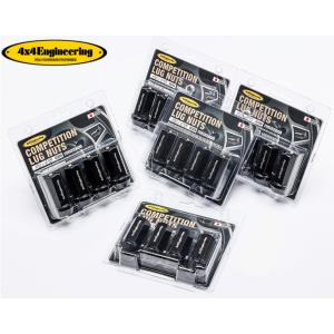 4X4エンジニアリング コンペティションラグナット ブラック 鍛造 M14×1.5 19HEX 48...