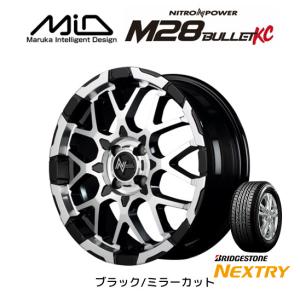 マルカサービス ナイトロパワー M28 バレット KC A200系 ライズ 6.0J-16 +40 4H100 ブラック/ ミラーカット & ブリヂストン ネクストリー 195/65R16｜bigrun-ichige-store