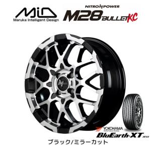 マルカサービス ナイトロパワー M28 バレット KC A200系 ライズ 6.0J-16 +40 4H100 ブラック/ ミラーカット & ヨコハマ ブルーアース  XT AE61 195/65R16｜bigrun-ichige-store