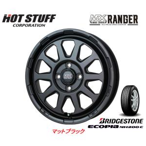 ホットスタッフ MAD CROSS RANGER マッドクロス レンジャー 軽自動車 4.5J-14 +45 4H100 マットブラック & ブリヂストン エコピア NH200C 165/65R14｜bigrun-ichige-store