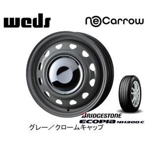 WEDS NeoCarrow ウェッズ ネオキャロ 軽自動車 4.5J-14 +45 8H 4H100/114.3 グレー/クロームキャップ & ブリヂストン エコピア NH200C 165/60R14｜bigrun-ichige-store