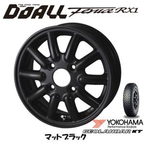 DOALL Fenice RX1 ドゥオール フェニーチェ rx1 軽トラック 軽バン 4.0J-12 +43 4H100 マットブラック & ヨコハマ ジオランダー KT Y828C 145/80R12 80/78N｜bigrun-ichige-store