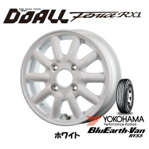 DOALL Fenice RX1 ドゥオール フェニーチェ rx1 軽トラック 軽バン 4.0J-12 +43 4H100 ホワイト & ヨコハマ ブルーアース バン RY55 145/80R12 80/78N