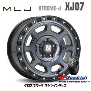 MLJ エクストリーム J XJ07 JL/JK ラングラー 8.0J-17 +38 5H127 グロスブラック/マシンインディゴ & BFGoodrich Mud-Terrain T/A KM3 35×12.5R17｜bigrun-ichige-store