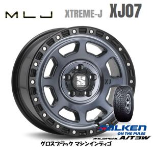 MLJ エクストリーム J XJ07 JL/JK ラングラー 8.0J-17 +38 5H127 グロスブラック/マシンインディゴ & ファルケン ワイルドピーク A/T3W 265/70R17｜bigrun-ichige-store