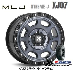 MLJ エクストリーム J XJ07 JL/JK ラングラー 8.0J-17 +38 5H127 グロスブラック/マシンインディゴ & グッドイヤー E-Grip SUV HP01 265/70R17｜bigrun-ichige-store