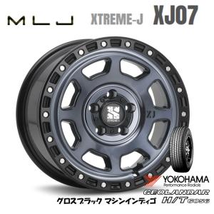 MLJ エクストリーム J XJ07 JL/JK ラングラー 8.0J-17 +38 5H127 グロスブラック/マシンインディゴ & ヨコハマ ジオランダー H/T G056 265/70R17｜bigrun-ichige-store