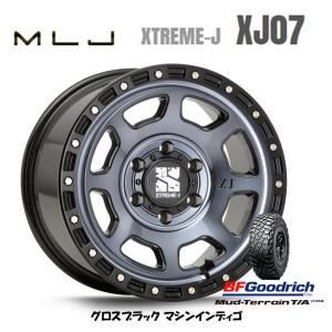 MLJ XTREME-J XJ07 mlj エクストリーム j xj07 8.0J-17 +20 6H139.7 グロスブラック/マシンインディゴ & BFGoodrich Mud-Terrain T/A KM3 295/70R17｜bigrun-ichige-store