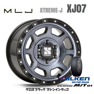 MLJ XTREME-J XJ07 mlj エクストリーム j xj07 8.0J-17 +20 6H139.7 グロスブラック/マシンインディゴ & ファルケン ワイルドピーク M/T 01 285/70R17｜bigrun-ichige-store