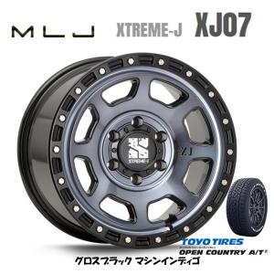 MLJ エクストリーム J XJ07 150プラド 8.0J-17 +20 6H139.7 グロスブラック/マシンインディゴ & トーヨー オープンカントリー A/T III 265/65R17｜bigrun-ichige-store