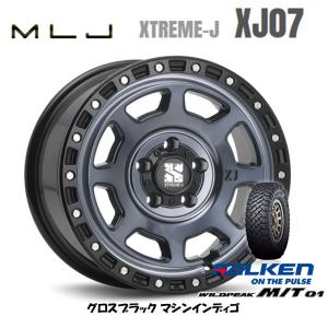 MLJ XTREME-J XJ07 mlj エクストリーム j xj07 7.0J-16 +35/+28 5H114.3 グロスブラック/マシンインディゴ & ファルケン ワイルドピーク M/T 01 245/75R16｜bigrun-ichige-store