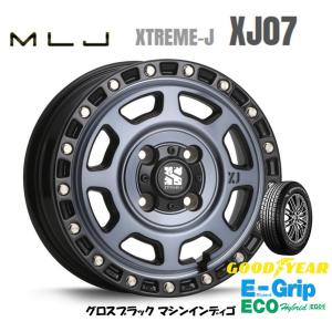 MLJ XTREME-J XJ07 mlj エクストリーム j xj07 軽自動車 4.5J-14 +43 4H100 グロスブラック/マシンインディゴ & グッドイヤー E-Grip ECO EG01 165/65R14｜bigrun-ichige-store