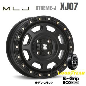 MLJ XTREME-J XJ07 mlj エクストリーム j xj07 軽自動車 4.0J-13 +43 4H100 サテンブラック & グッドイヤー E-Grip ECO EG02 155/80R13｜bigrun-ichige-store