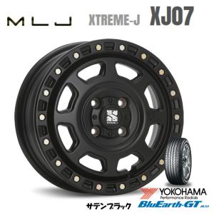 MLJ XTREME-J XJ07 mlj エクストリーム j xj07 軽自動車 4.5J-14 +43 4H100 サテンブラック & ヨコハマ ブルーアース GT AE51 155/65R14｜bigrun-ichige-store