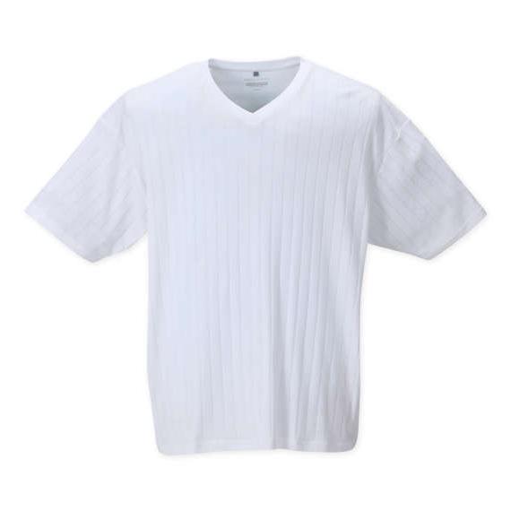 汗じみ軽減針抜きリブVネック半袖Tシャツ 大きいサイズ メンズ Free gate  ホワイト