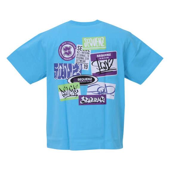 SQNZタグズ半袖Tシャツ 大きいサイズ メンズ SEQUENZ  アクア